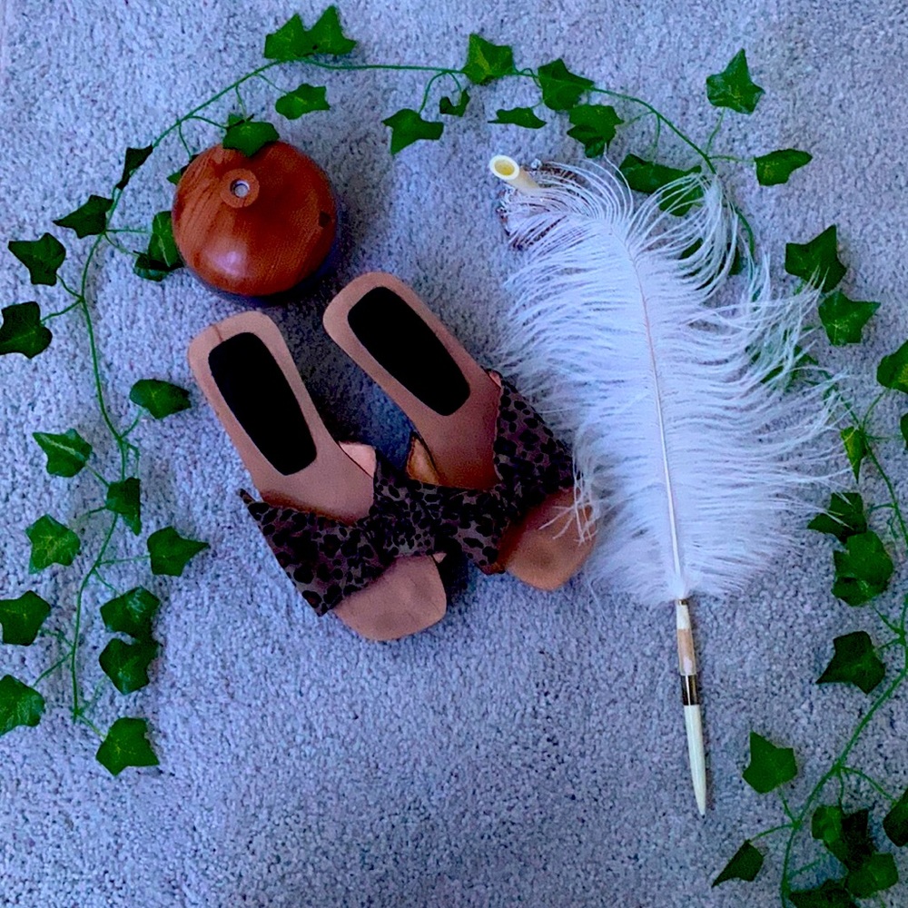 Cheetah print wooden high heels